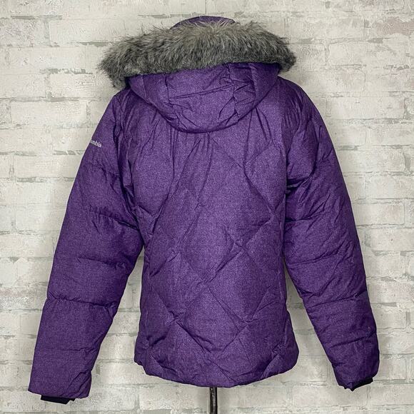 Columbia | Purple Down Feather Puffer Hooded Winter Jacket - Picture 4 of 7